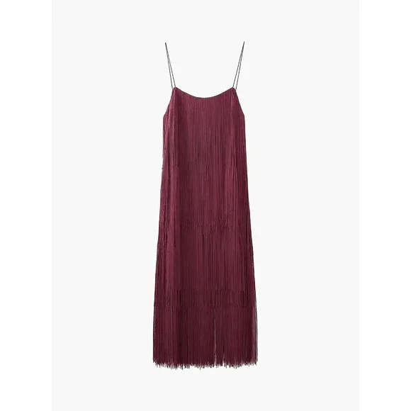 NWT Commense Women's Florence Burgundy Fringe Tassel Dress Size XS - Picture 8 of 9